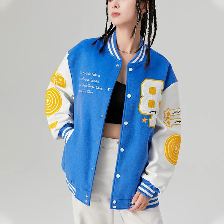 High Quality Alphabet Crucifix Leather Sleeve Baseball Patchwork Chenille Embroidery Varsity Jackets For Men_voghion.com