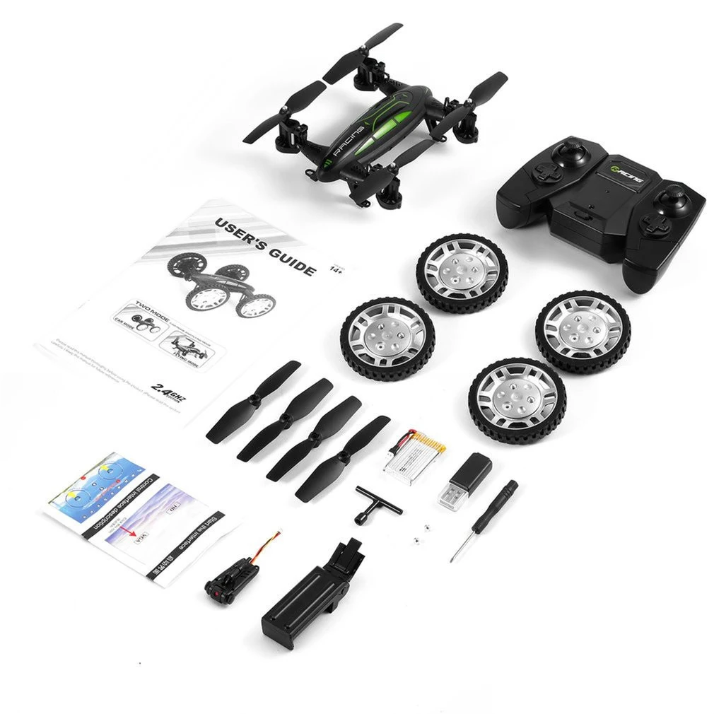 Air-Road Double Mode 2 in 1 High Speed Flying Car 2.4G RC Quadcopter Drone With HD Camera Run Double Side