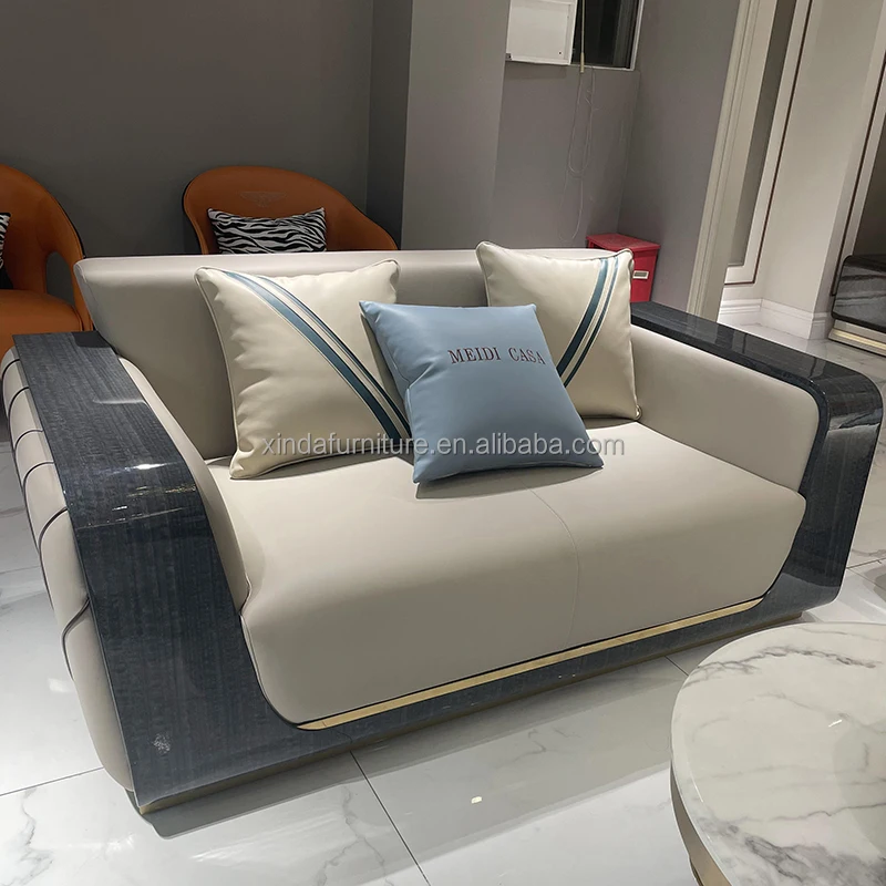 Italian Hotel Lounge Furniture Gray Couch Sofa Set Luxury 7 Seat Living