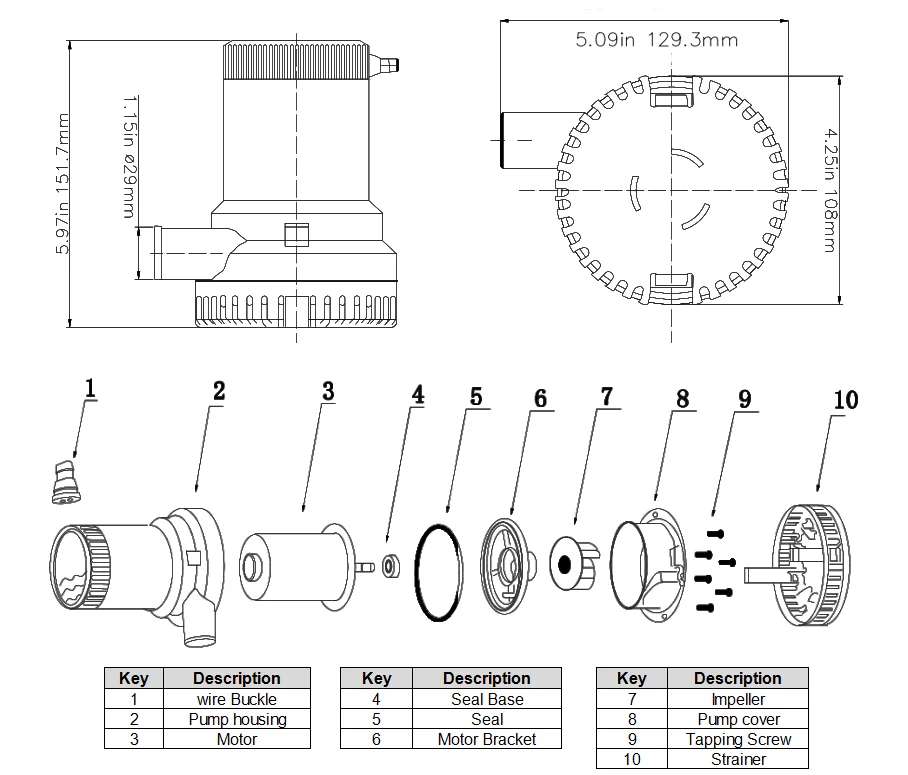 2000gph Bilge Pump for Boat Customization logo Available