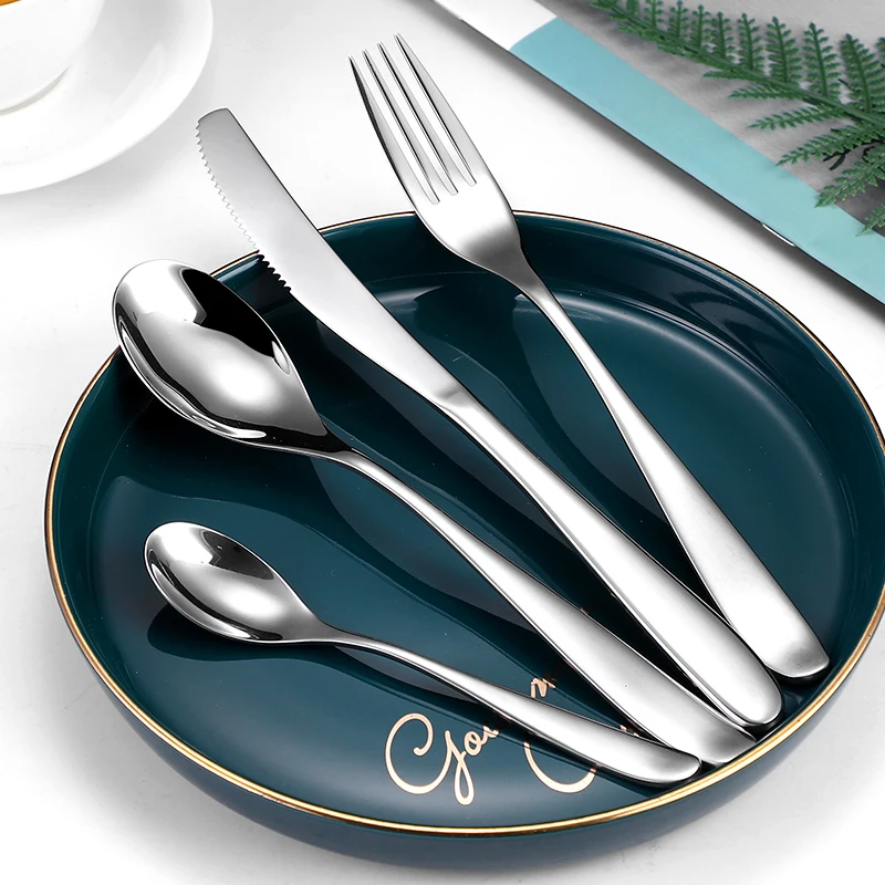Столовые приборы из нержавеющей стали в западном стиле, набор позолоченных столовых приборов, свадебные золотые приборы
