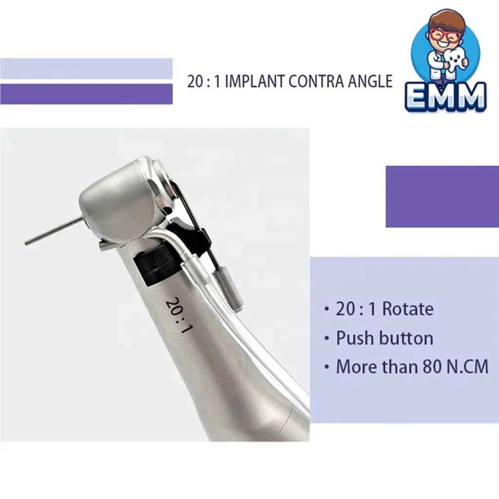 Dentalia Manubria Velocitatis Ingravis ad Implantationem ex Accipitro Ferro 20:1 Anguli Contra Dentitionem Implantologia Instrumentum Electricum