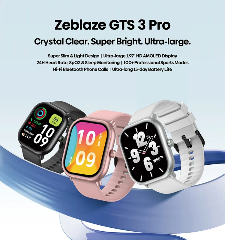 Zeblaze GTS 3 Pro Smart Watch - Pearl White New Zeblaze GTS 3 Pro AMOLED Screen Bluetooth Phone Calls Health and Fitness Tracking Smartwatch