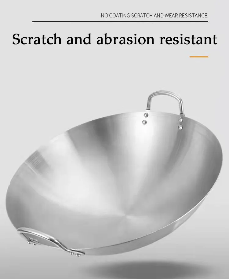 Stainless Steel Wok With Double Ear Handle 