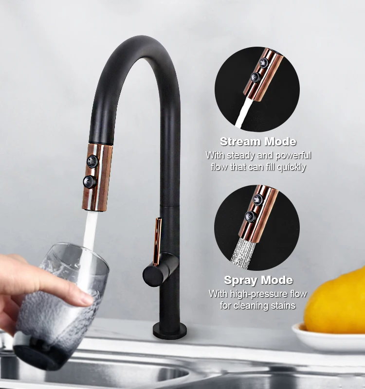 2021 Chinese kitchen faucets stainless steel matte black kitchen faucet with pull out spout