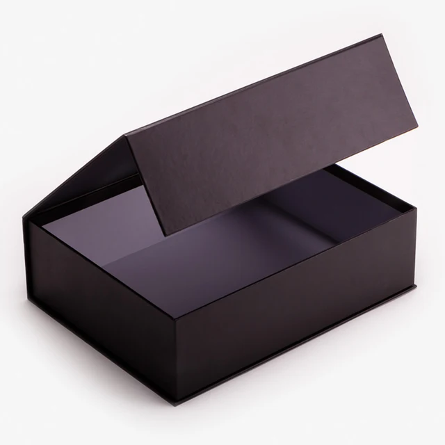 Custom Print Logo Matte Black Cardboard Paper Magnetic Lid Closure Gift Box Packaging