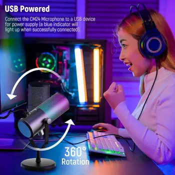 NEEWER USB Gaming Microphone with RGB Light Effect, Plug & Play One Click Mute & Gain, for PC Mac PS4 PS5, Cardioid Condenser product image