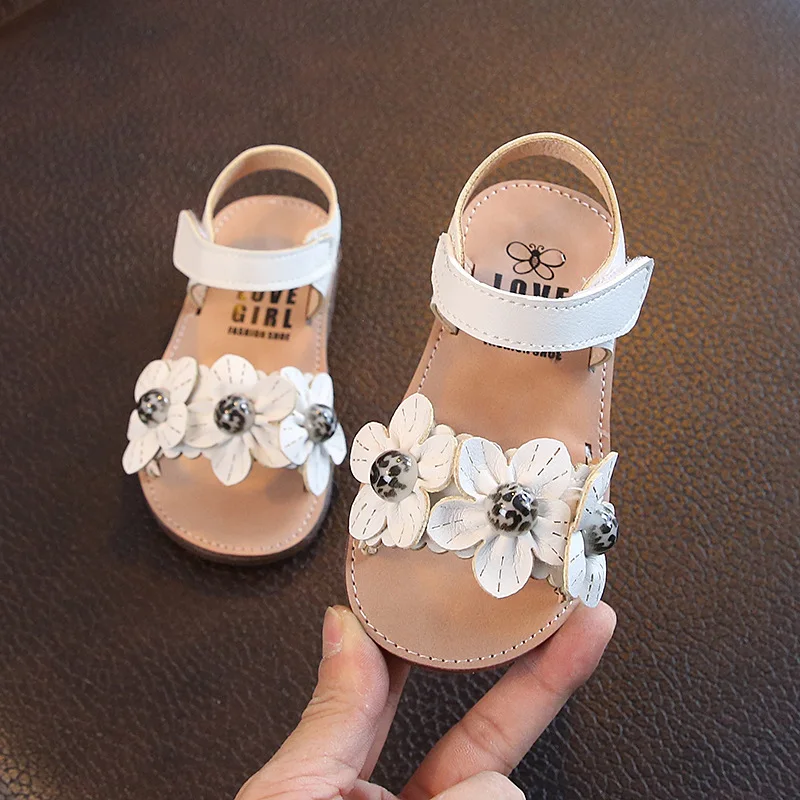 Mebean Flower Girls Sandals Baby Kids Hook Princess Beach Shoes Childrens Sandals for Girl Summer Shoes Infantil 