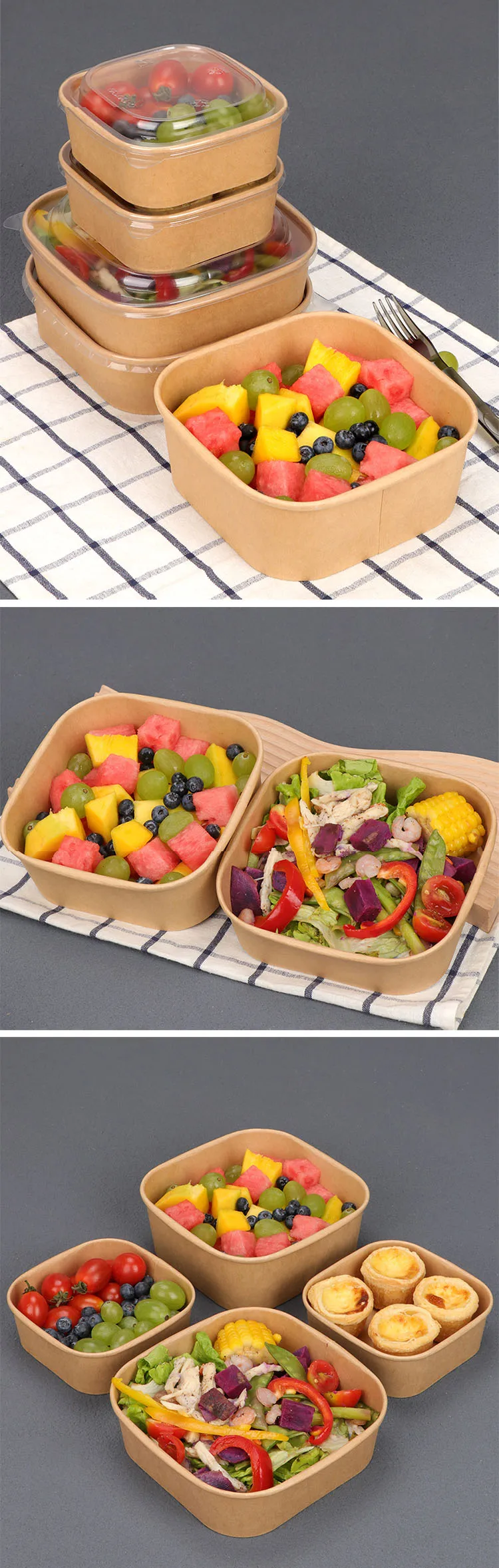 Disposable Kraft Paper Lunch Box Rice Bento Takeaway Box Fast Food ...