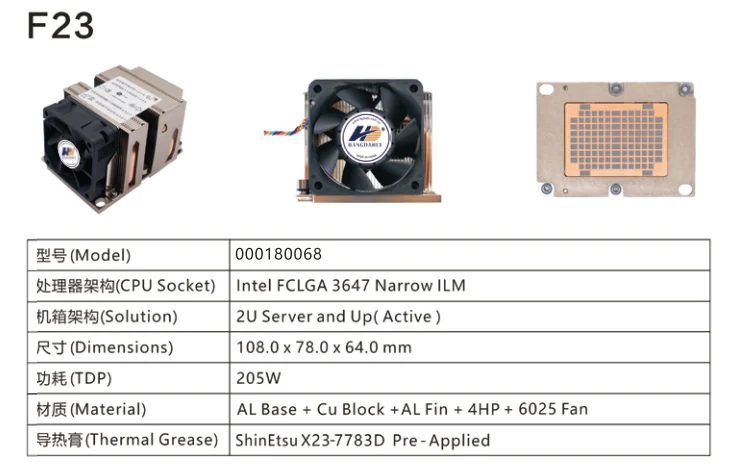 LGA 3647 High Power Radiator with Fan Heat Sink CPU Cooler