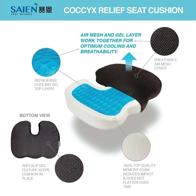 Drivers Zero Gravity Office Chair Coccyx Orthopedic Cooling Comfort Silicone Car Gel Memory Foam