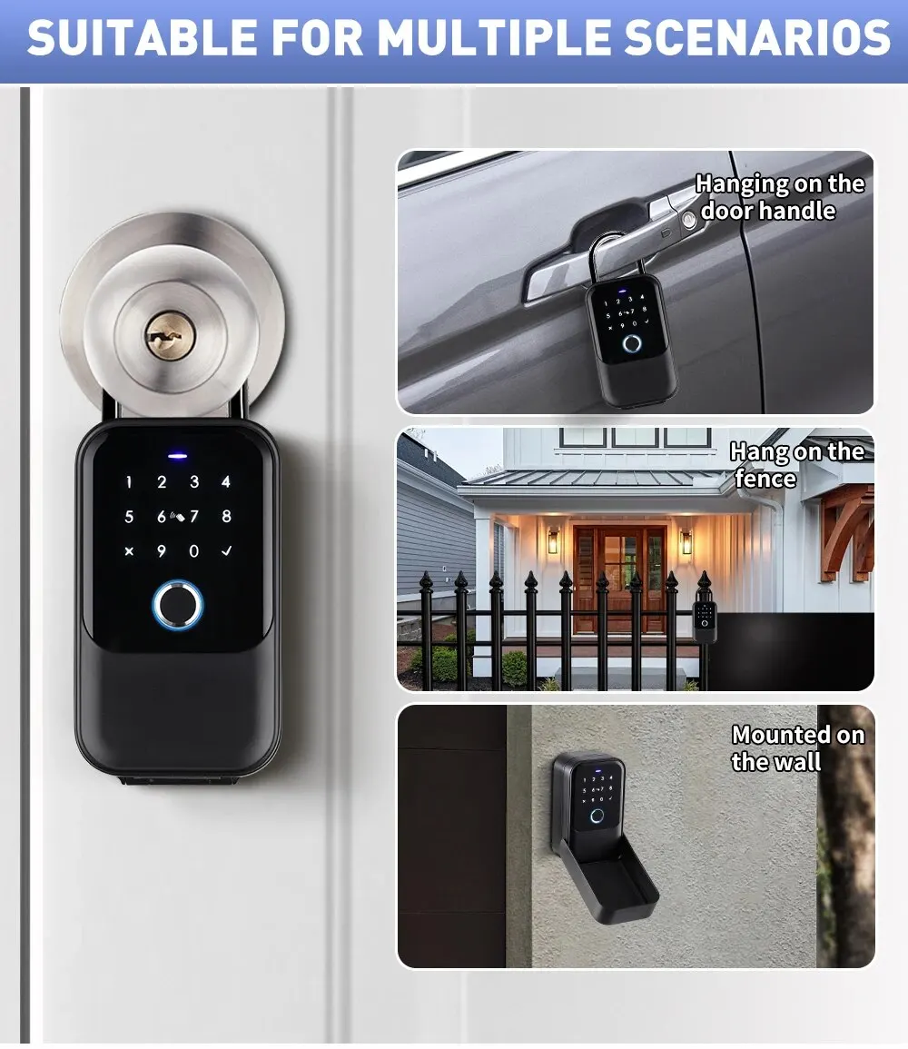TTlock Password Fingerprint Digital Card Inteligente Tuya Electronic  Door Lock IP65 Waterproof  Smart Key Lock Box
