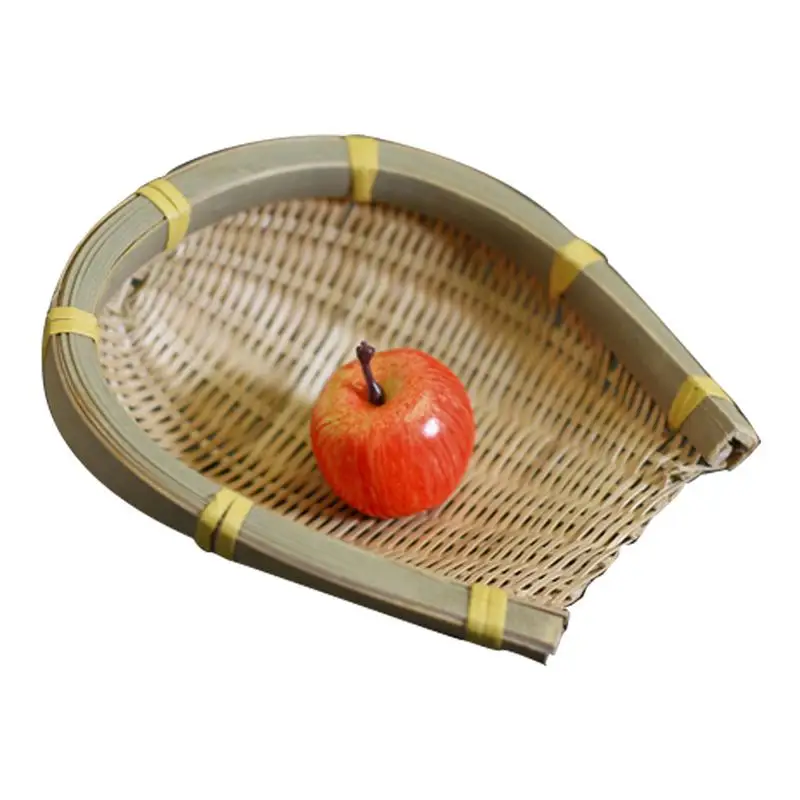 Fruit Snack Food Bread Display Tray Bamboo Wicker Basket for Kitchen,Hotel 