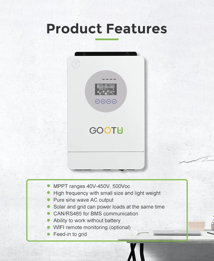 Hybrid Inverter GOOTU 24V 220V 3600W Solar Wi-Fi