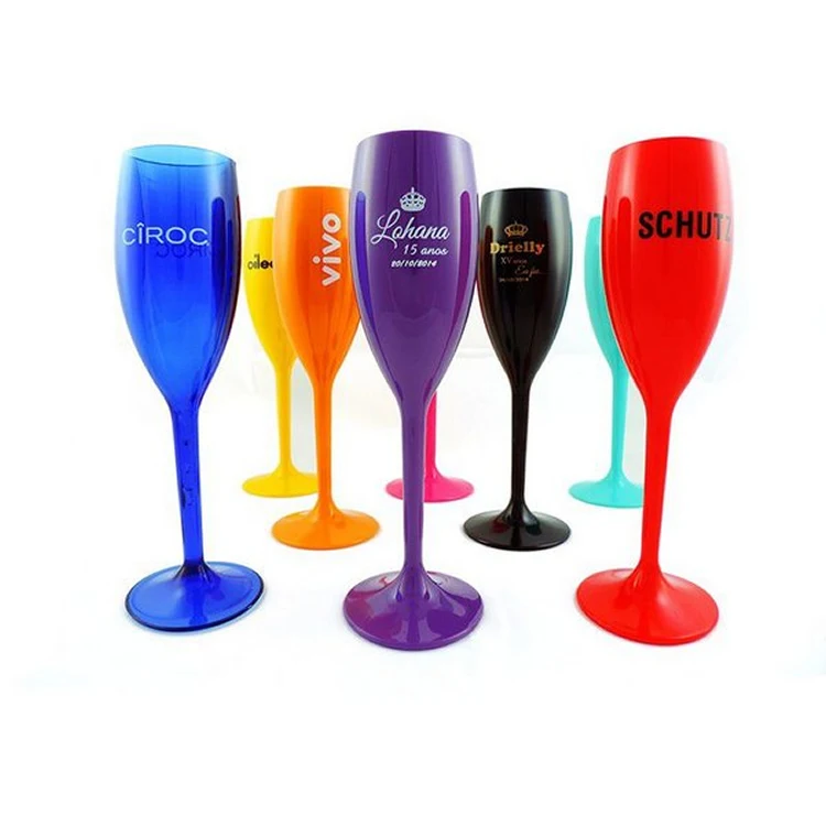 Oem Odm Custom Logo Available Plastic Champagne Glass Party Wedding Food Grade Acrylic Wine