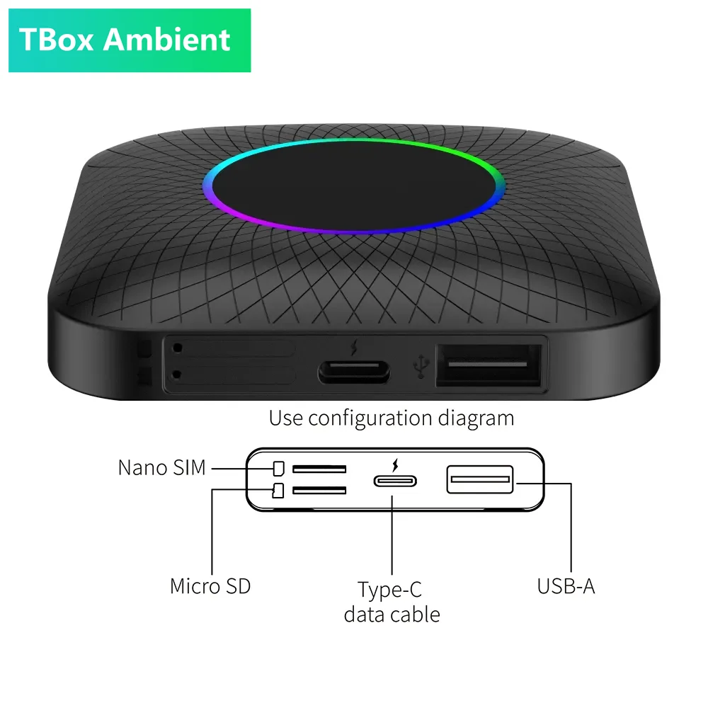 Carlinkit Tbox Ambient Android 13 Wireless Carplay Adapter, 8+