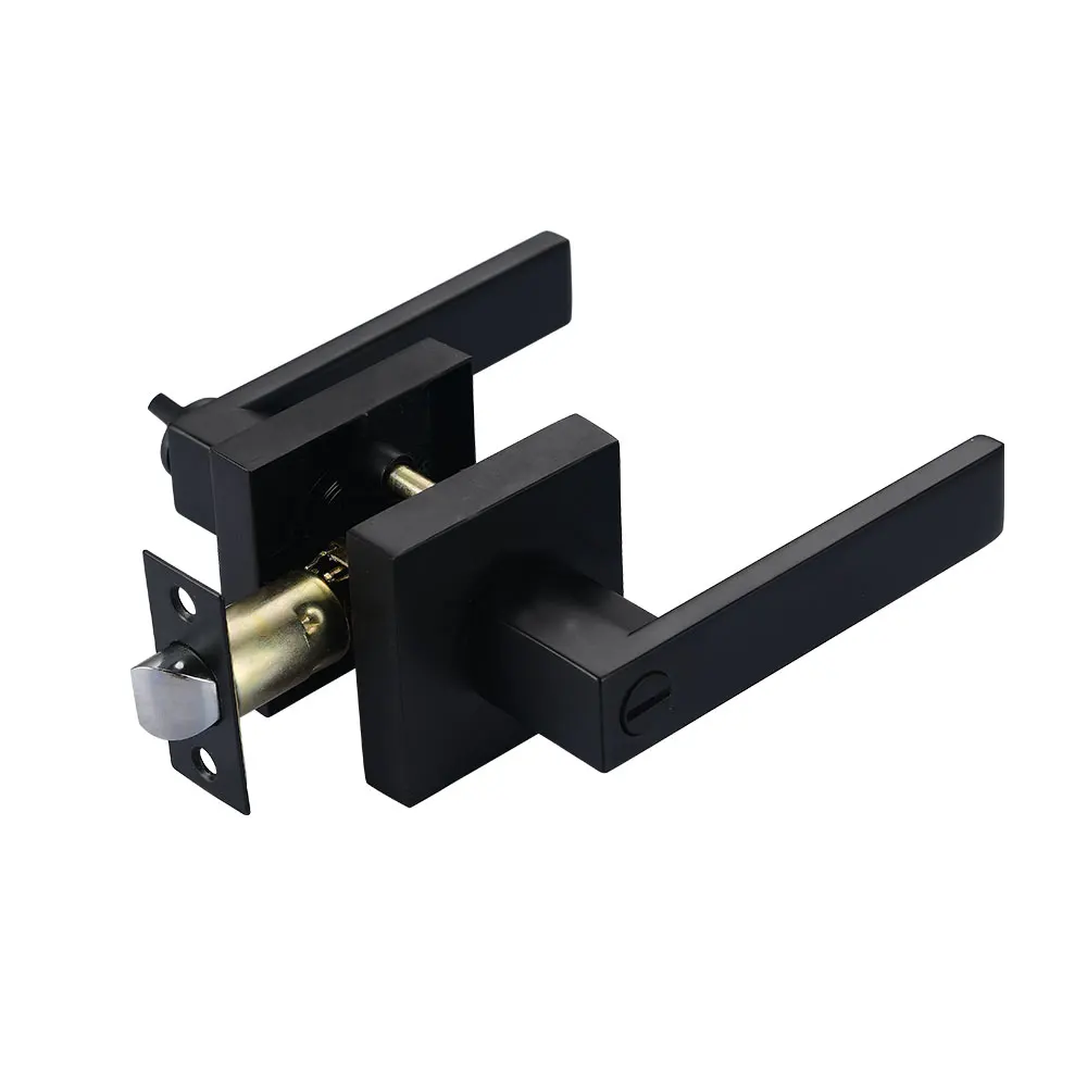 Entry Exterior Interior Square Entrance Privacy Passage Dummy Black Tubular Door Knob Lever 8678