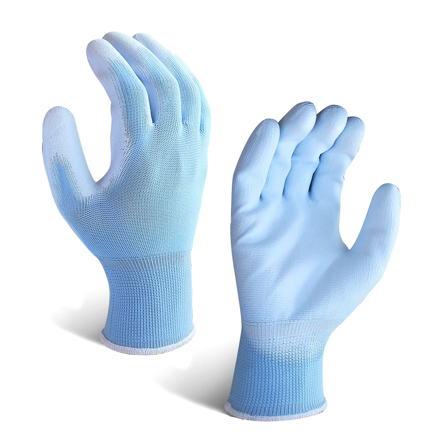 13g蓝色pu涂层聚酯杂货常见手套轻工