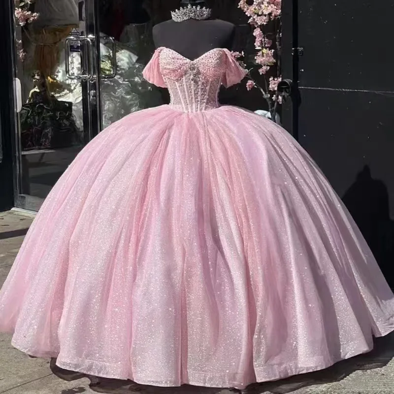 Women Wedding Dress Ball Gown Quinceanera Dresses Vestidos De 15 Anos Glittering Floor-Length Princess Party