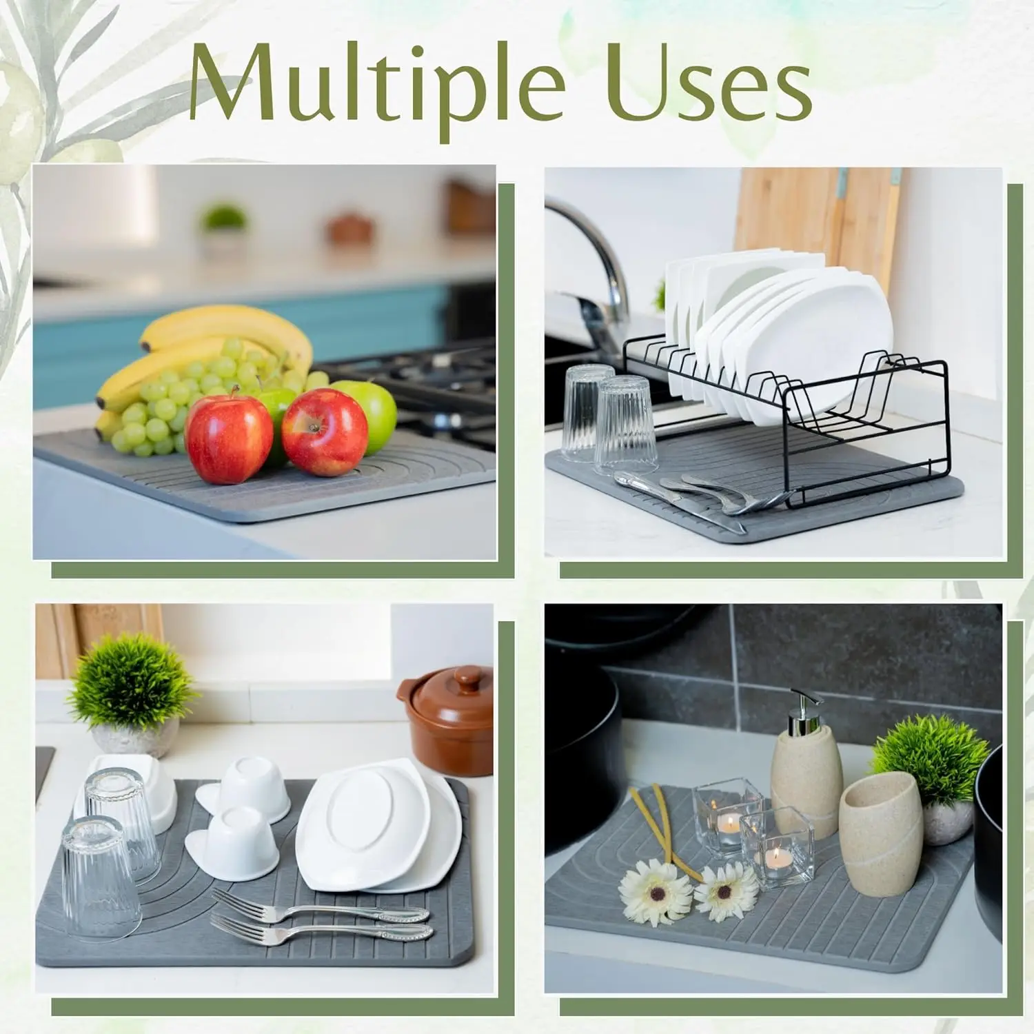 Wholesale Cheap Custom Stone Dish Drying Mat for Kitchen Counter Super Absorbent Fast Drying Diatomaceous Earth Dish Drying Mat