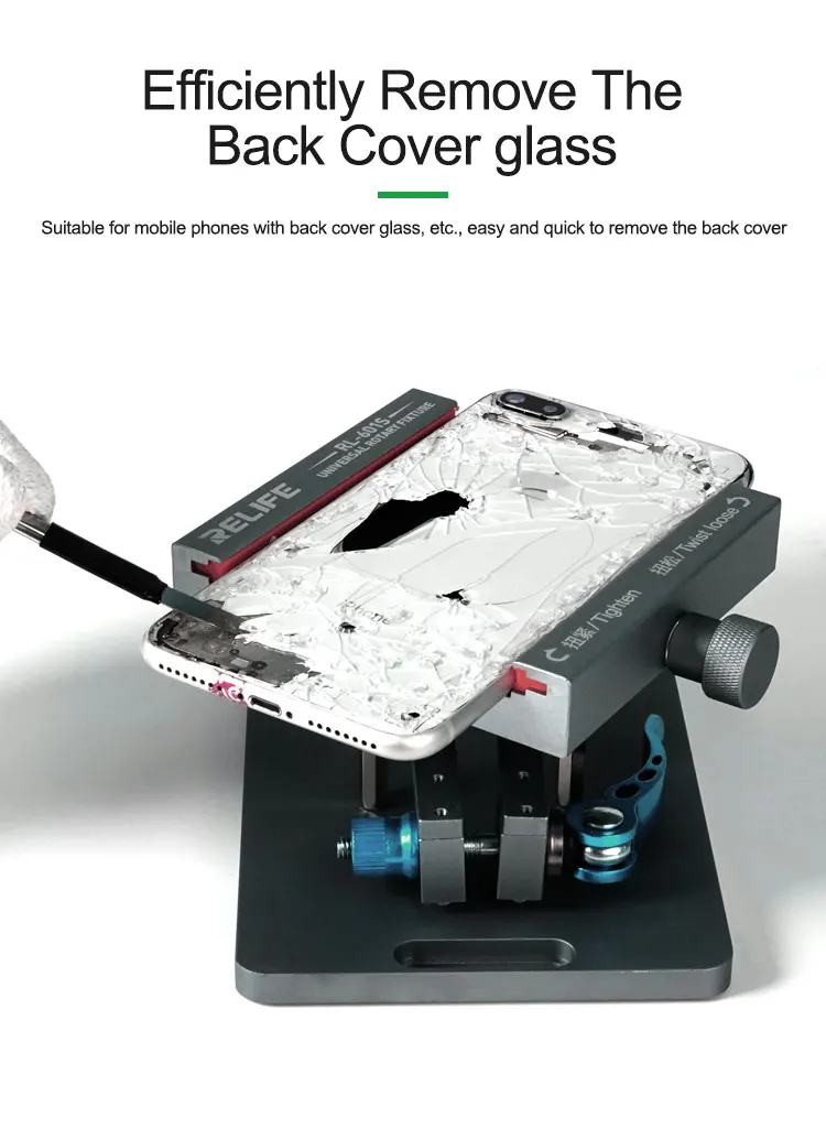 Separatore Universale Per Schermo Telefono 360° Girevole Con Ventosa - Kit Riparazione In Alluminio Per LCD E Cover Posteriore - 3