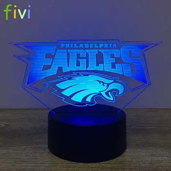 Football Team Logo 3D Lamp Table NightLight 7 Color Change Football LED Desk Light Touch Multicolored USB Power Lamp