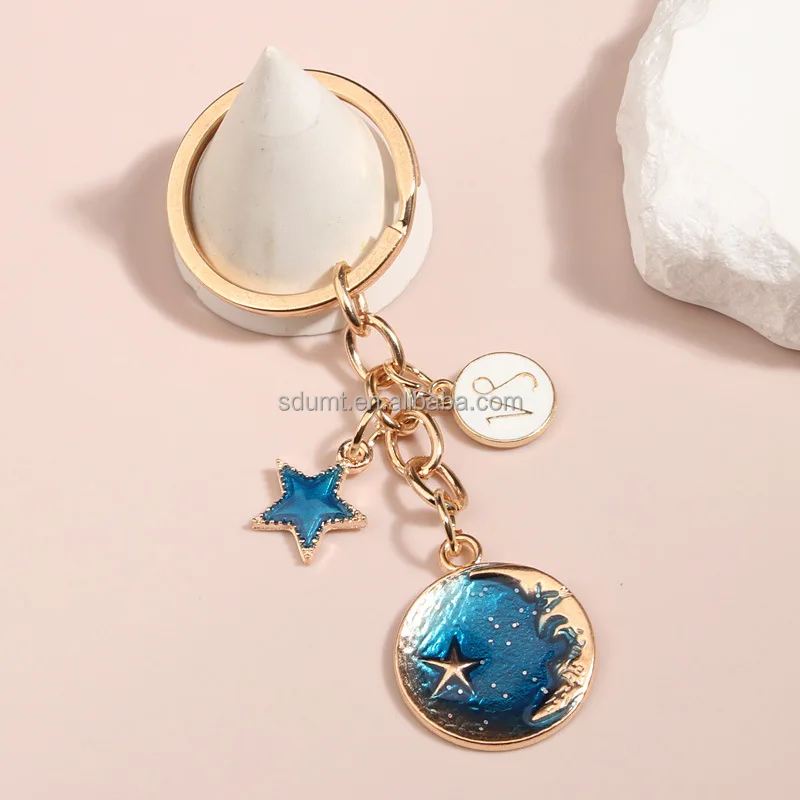 12 Constellations Keychain Keyring Pendant Gifts Metal Key Chains ...