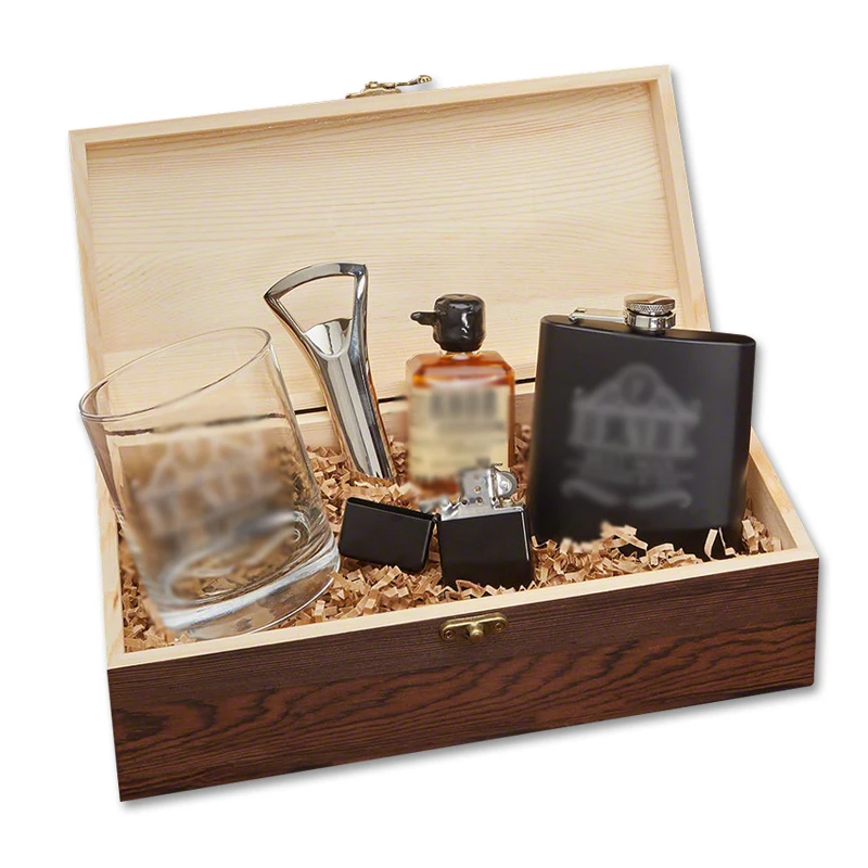 Personalized Gift Whiskey Rustic Finish Packaging Wood Box Groomsmen Gift Box Wooden Perfume Box New Trend 2020