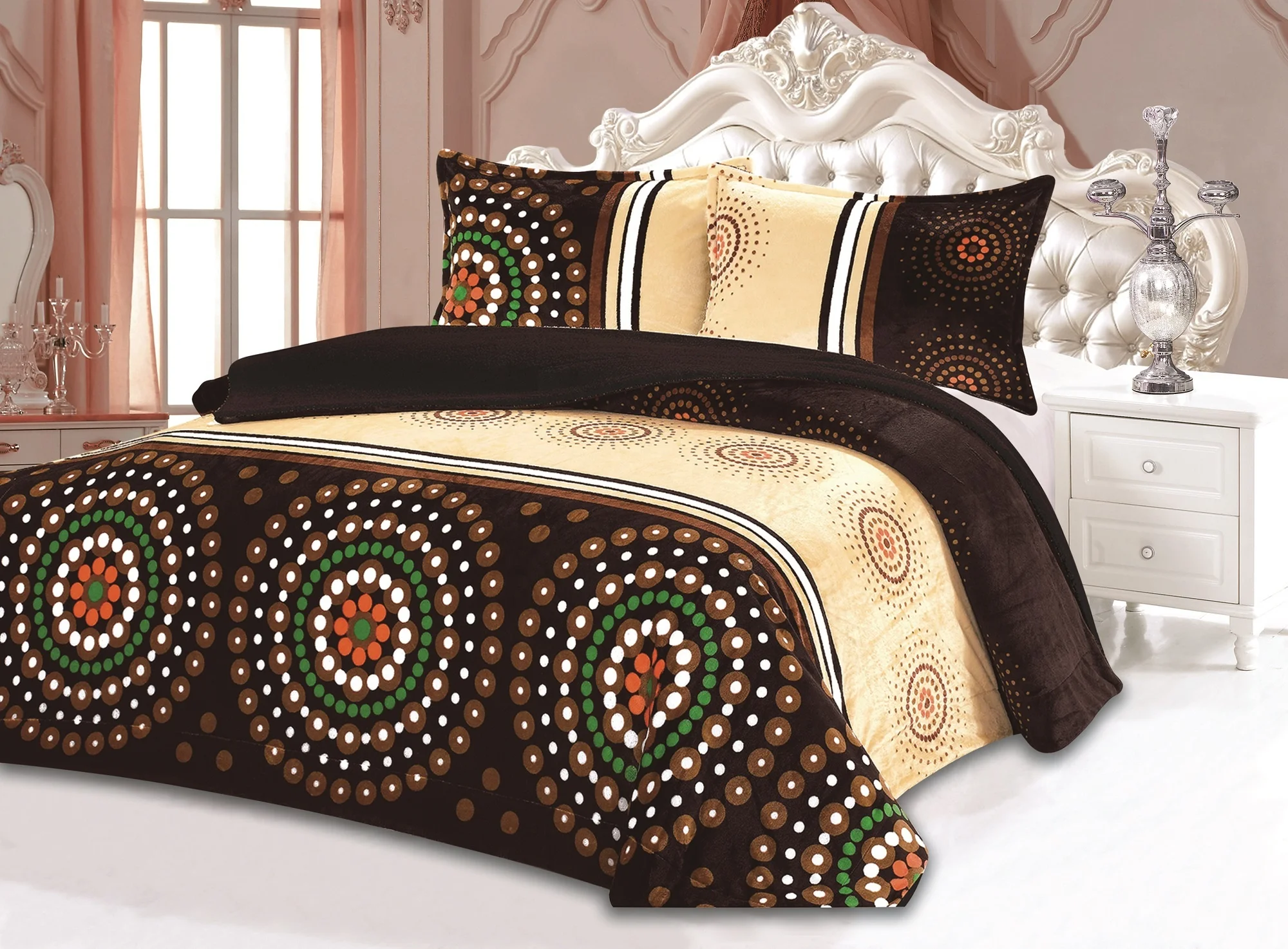 Wholesale printed borrego flannel bedding sets comforters