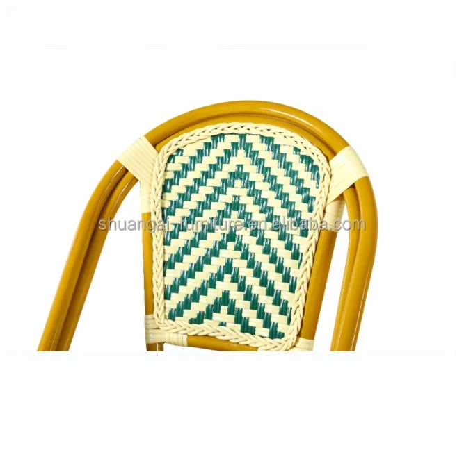Outdoor Restaurant Stackable Wicker Dining Chair Arm Rattan Chair Cafe Wicker French Bistro