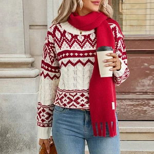 Women's Ugly Christmas Sweater Snowflake Reindeer Pattern Sweaters Crew Neck Cute Xmas Knit Pullover Tops