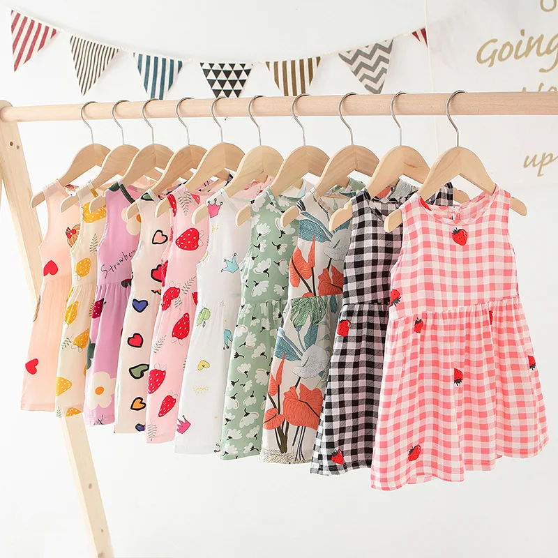 Summer Kid Girl Clothing Sleeveless Little Girl Dress New Style Lovely Printed Baby Girl Dress