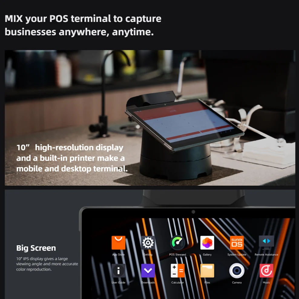 SUNMI V3 MIX Android 13 Mini POS Machine, 10.1 Inch Handheld