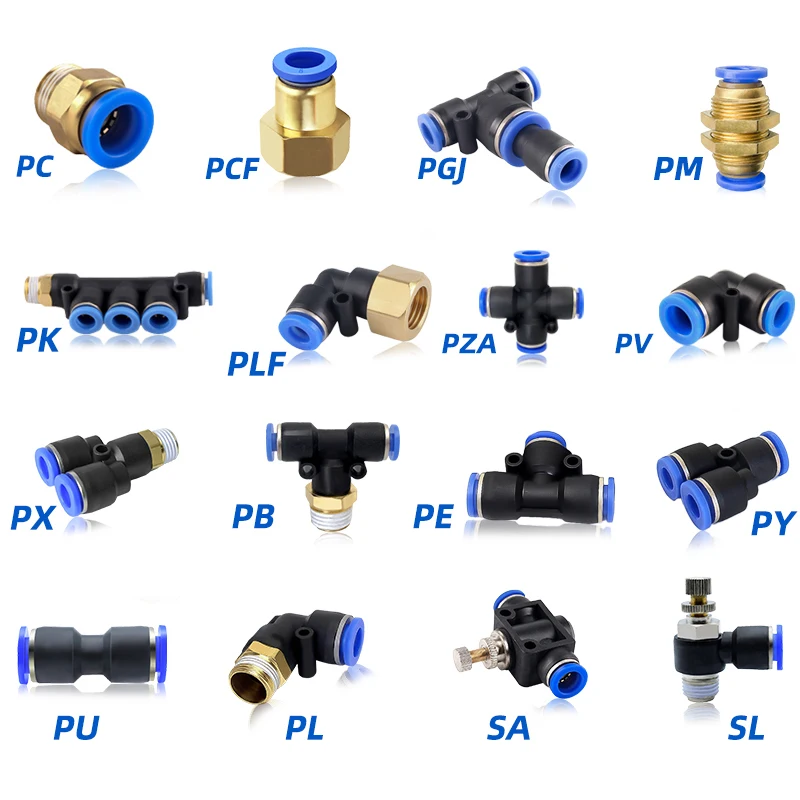 Pneumatic Thread Types 4mm 6mm 8mm 10mm 12mm Pneumatic Fittings One Touch Quick Fitting 1/8
