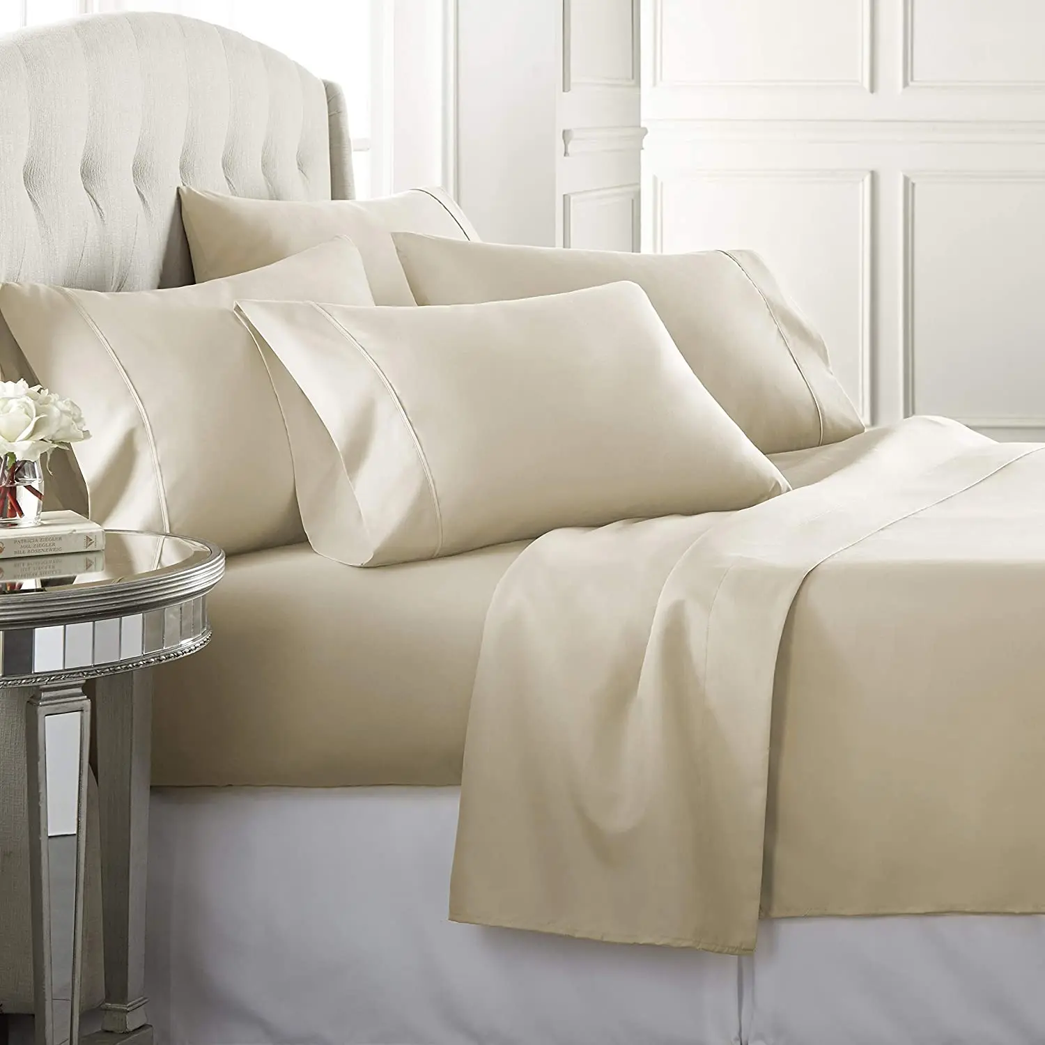 4 Piece Premium Bed Sheets Set Hypoallergenic Wrinkle Fade Resistant Bedding Set 
