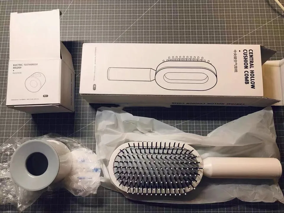 Salon Hairdressing Tools Nylon Handle Comb Wholesale Massage Brush Detangling Quick 3 Self Cleaning Hair Brush for Women One Key