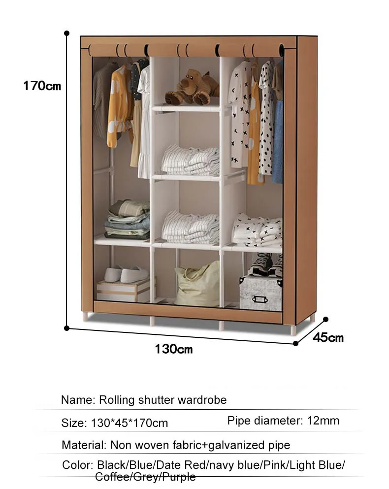 Minimalist Eco-Friendly Chinese Fabric Closet Wardrobe Removable Metal Bedroom Furniture for Living Room or Home Use
