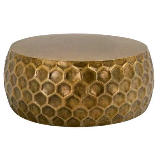 Bee Nest Hexagon Shape Round Coffee Table for Luxury Home Living Room Furniture Classic Vintage Style Metal Center Table Office