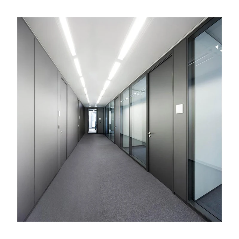 Panoramic Office Glass Partition Wall With Shutters and Doors Aluminum Sound Insulation for Office Furniture