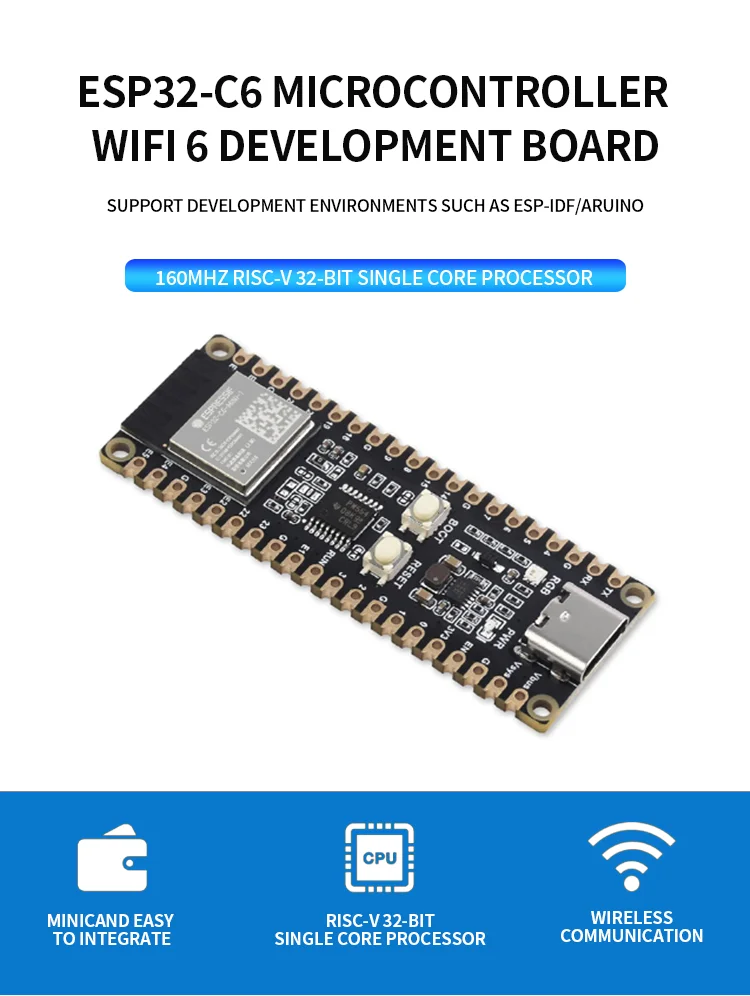 Esp32-c6 Microcontroller Wifi 6 Development Board 160mhz Single Core ...