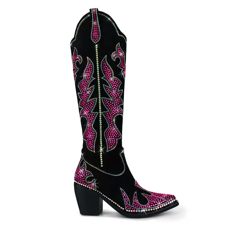 Wetkiss Customized Cowboy Chunky Heel Pointed Toe Dazzling Women ...