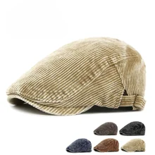 Autumn Winter Corduroy Ivy Hat Men Vintage British Style Flat Cap Warm Windproof Outdoor Casual Newsboy Beret Driving Golf Hat