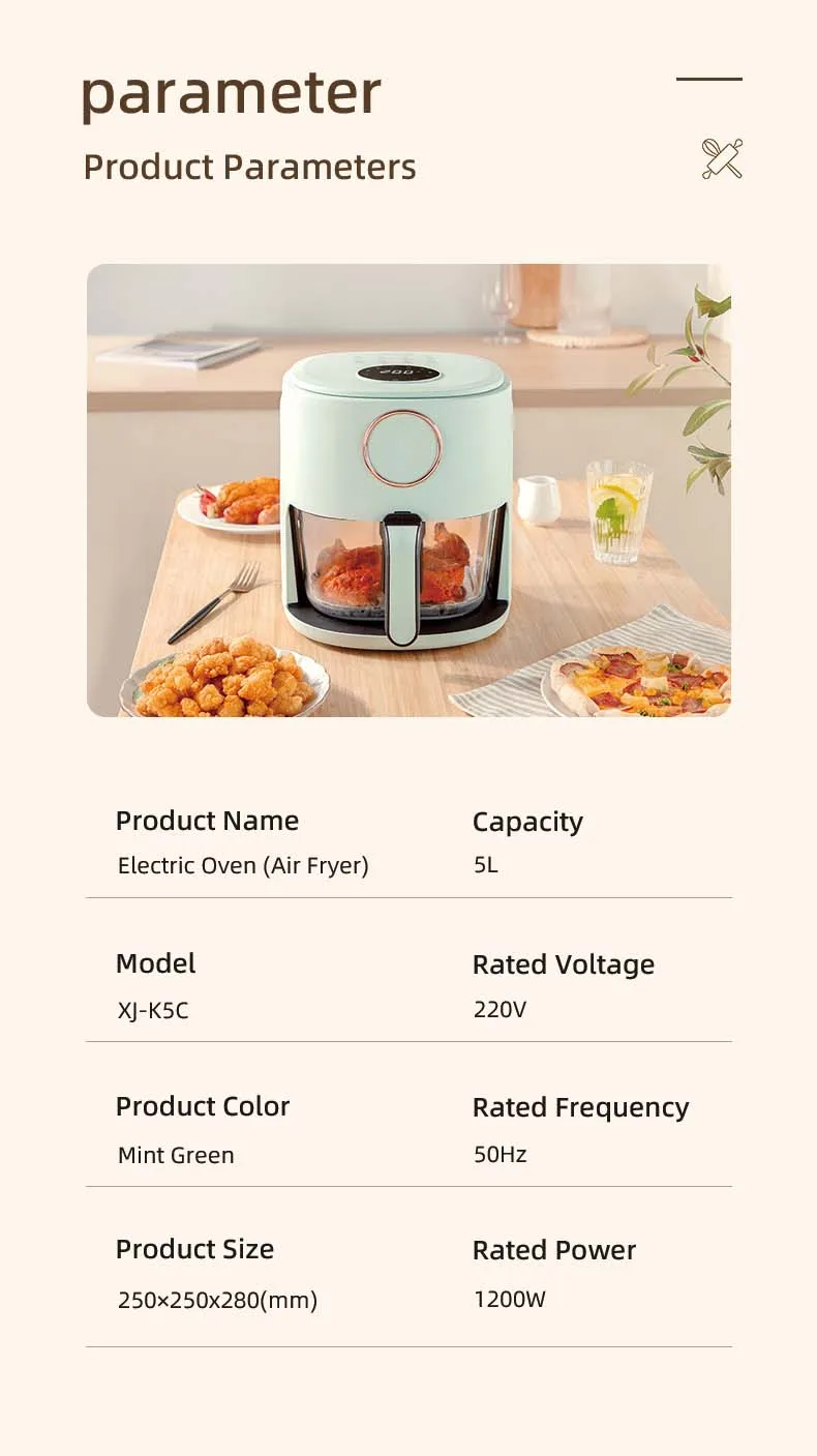 Visualization Air Fryer With Thickened High Borosilicate Glass