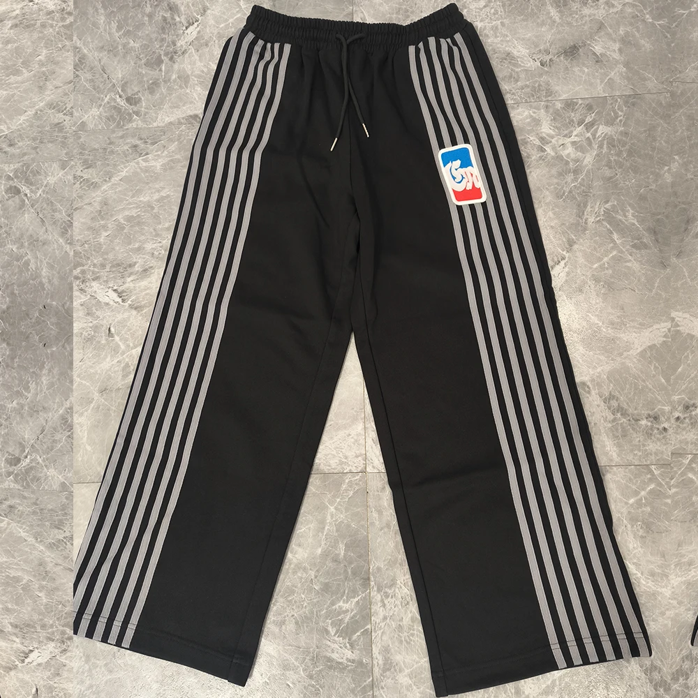 Custom 100% Cotton Men Casual Straight Wide Leg Baggy Sweats Jogger Pants High Quality Fleece Track Sweatpants