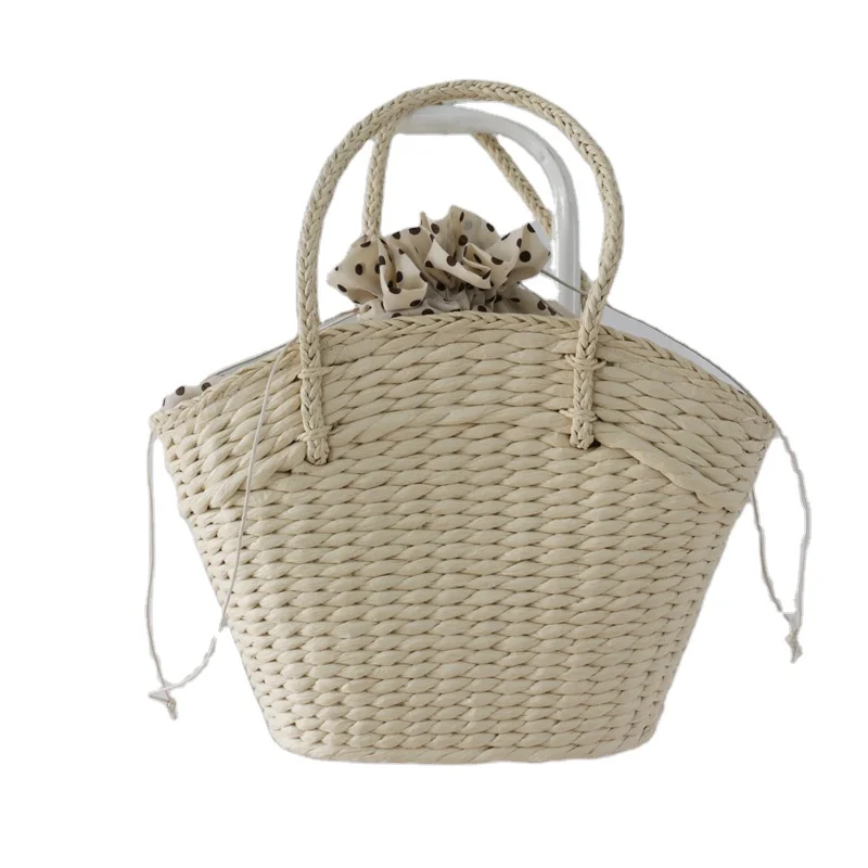 Women bags fashion trapezoidal handle summer straw tote beach bag