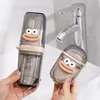 Juego de jabonera y vaso para pasta de dientes, estilo boca ancha, transparente.