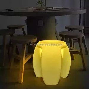 Modern Versatile LED Plastic Triangular Stool Cube Chair Strong Durable Waterproof Outdoor Kitchen Bedroom Apartment Bar Living