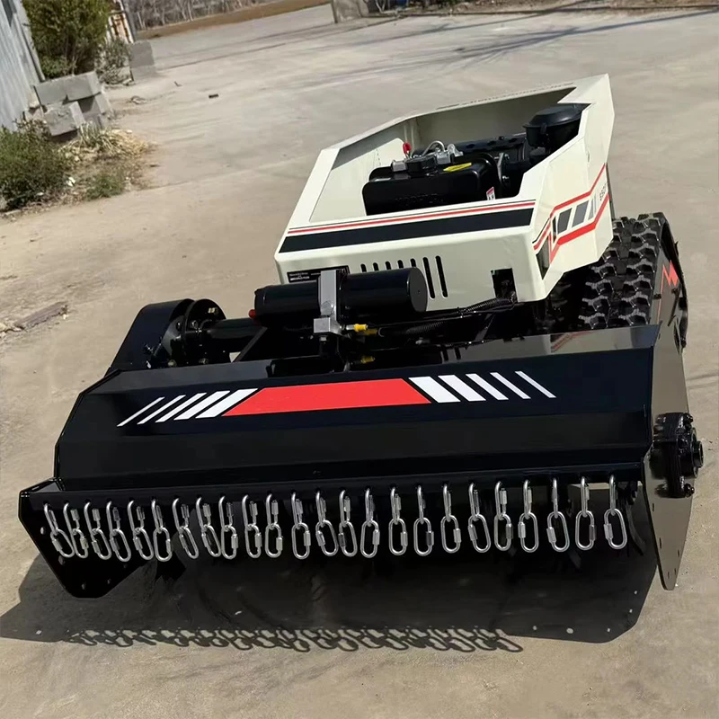 CE/EU/EPA Remote-controlled Tracked Lawn Mower Cutting Width 800mm Koop Engine One-key Start 4.5 Acres Per Hour Robotic Mower