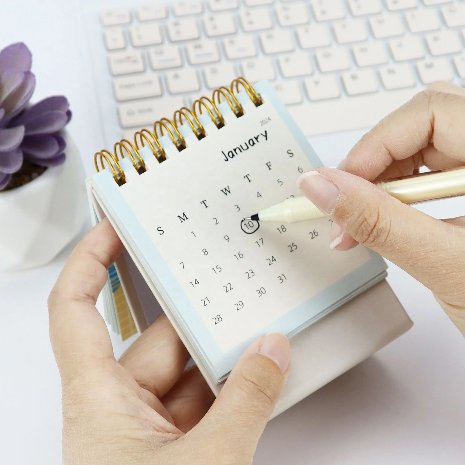 2024 новый продукт оптовая продажа ежемесячных настенных календарей на заказ Cmyk, полный цвет, настольный календарь 365 дней, настольный календарь для печати