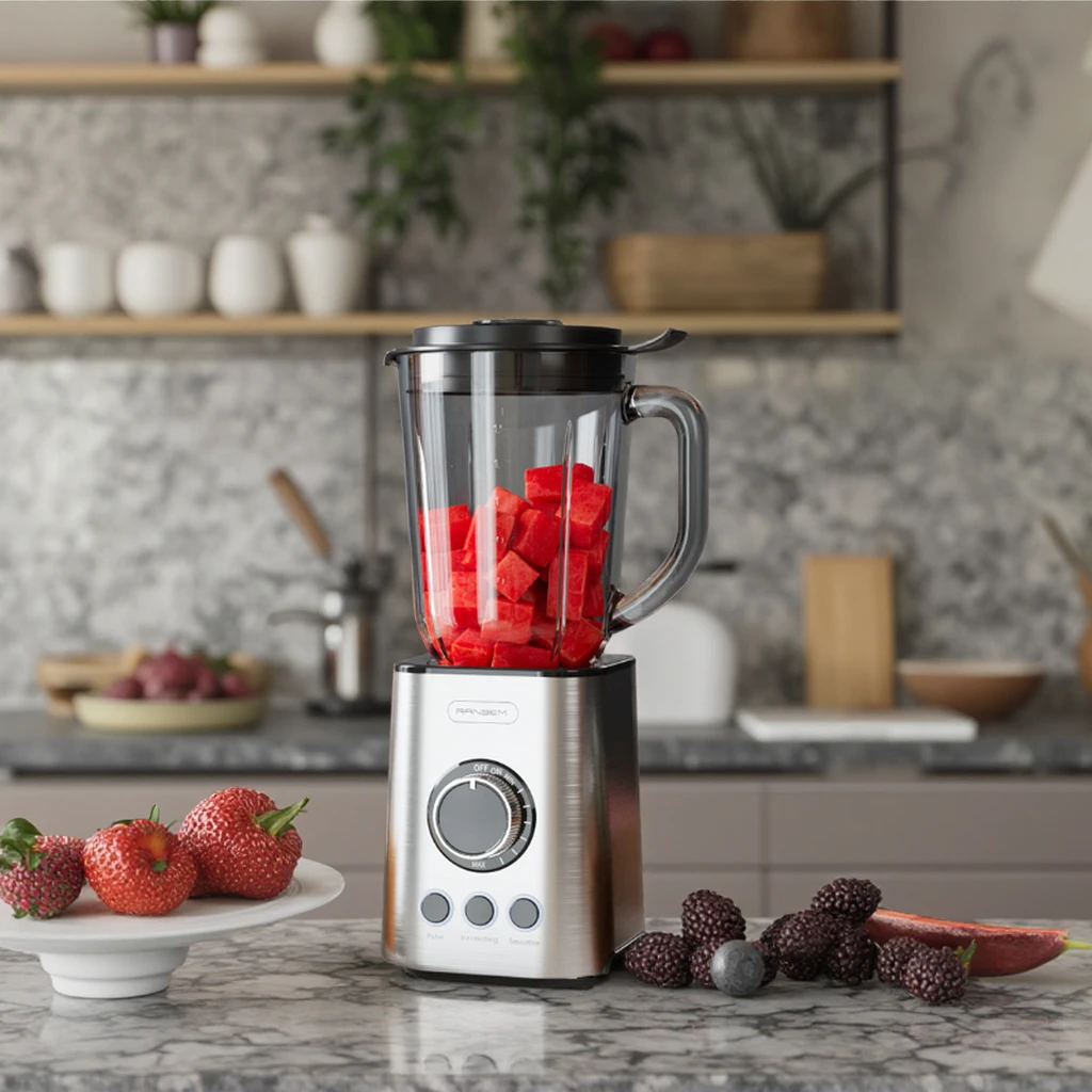 RANBEM Powerful Performance Electric 1.5L Glass Jug Crush Ice Smoothies Blender Tabletop Stainless Steel Multiple Blender